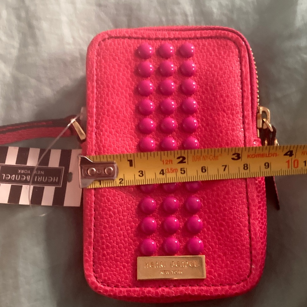 NWT henri bendel Hot Pink Studded Wristlet Wallet - Picture 6 of 6